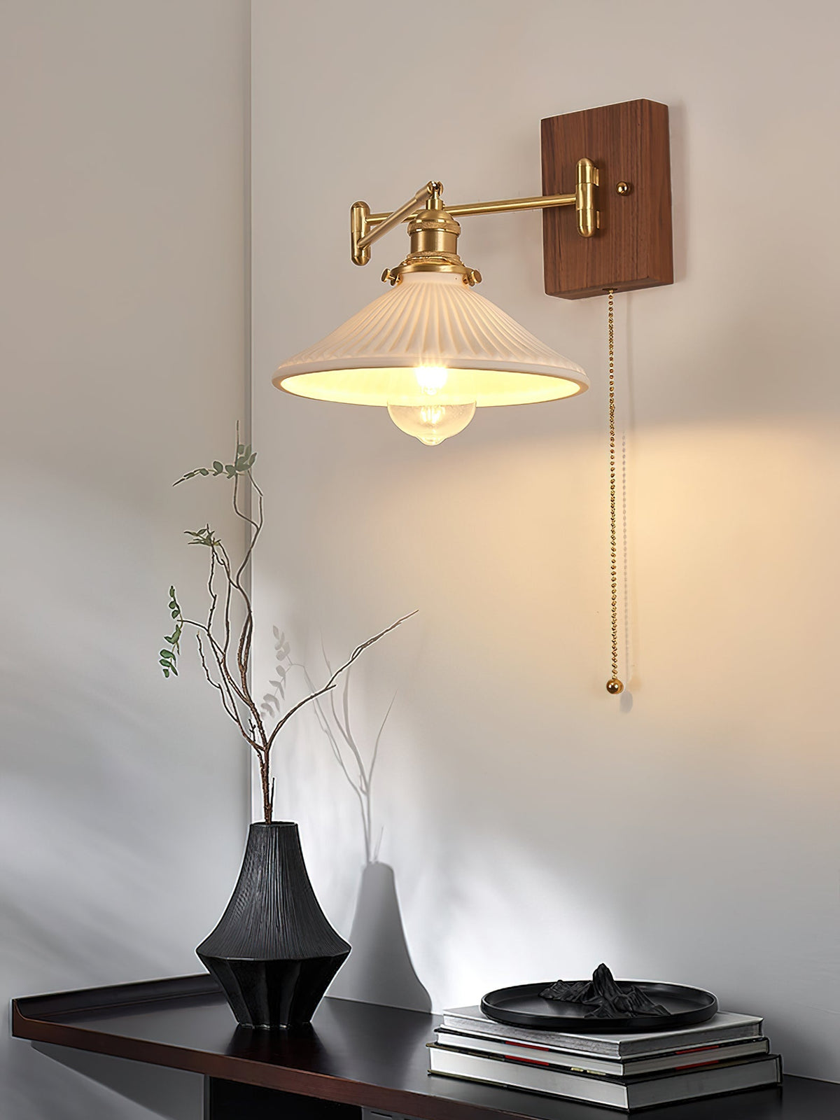 Umeris aplique de pared elegancia Vintage de madera nogal