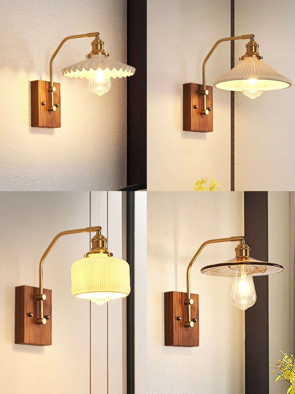 Umeris aplique de pared elegancia Vintage de madera nogal