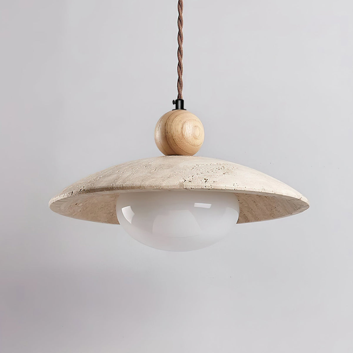 Travaro lámpara colgante de travertino con acento de madera