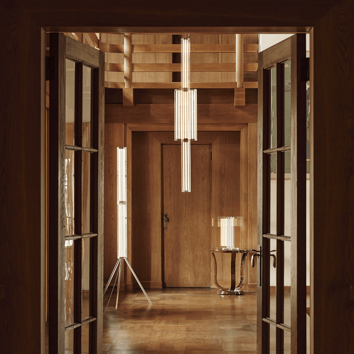Hexagonal lámpara colgante de vidrio