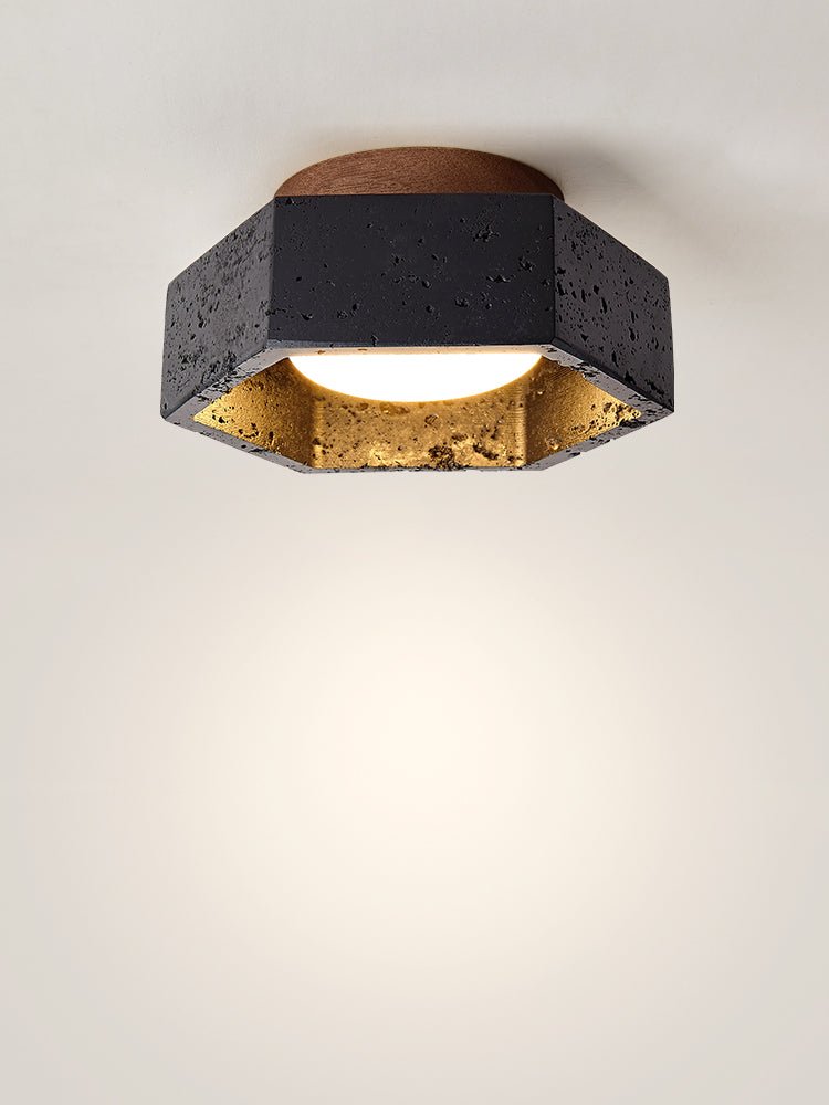 Hexara lámpara de techo hexagonal negra en travertino