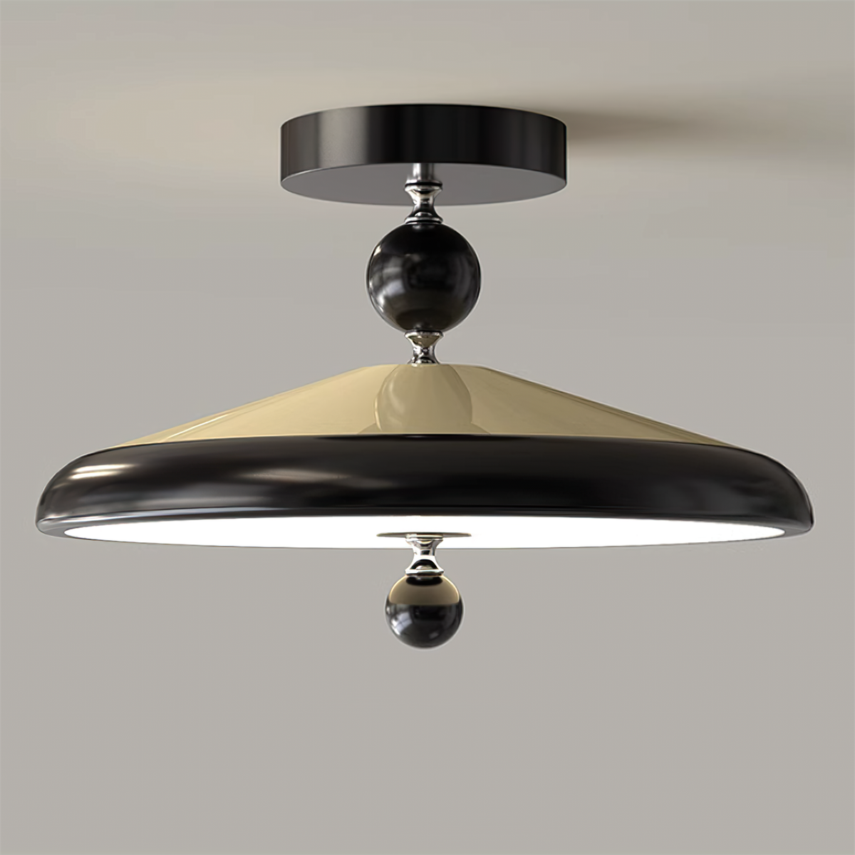 Sorvian lámpara de techo con marco de madera redonda estilo mid-century