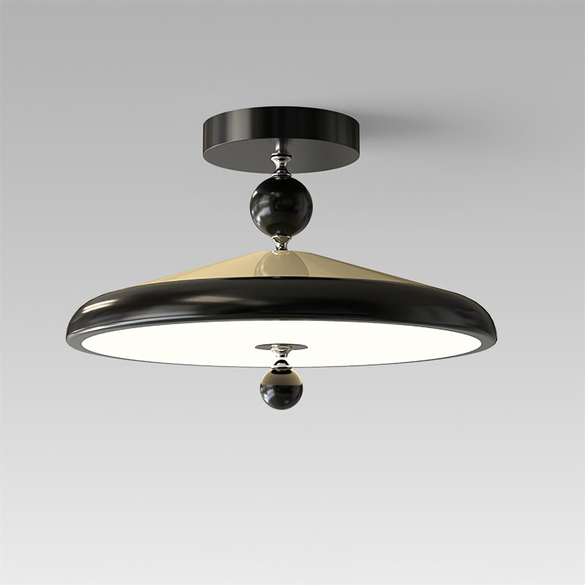 Sorvian lámpara de techo con marco de madera redonda estilo mid-century