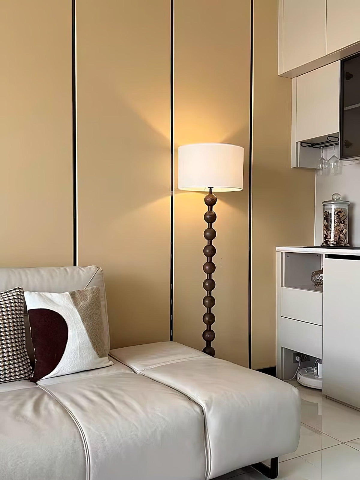 Paston lámpara de pie de madera y tejido