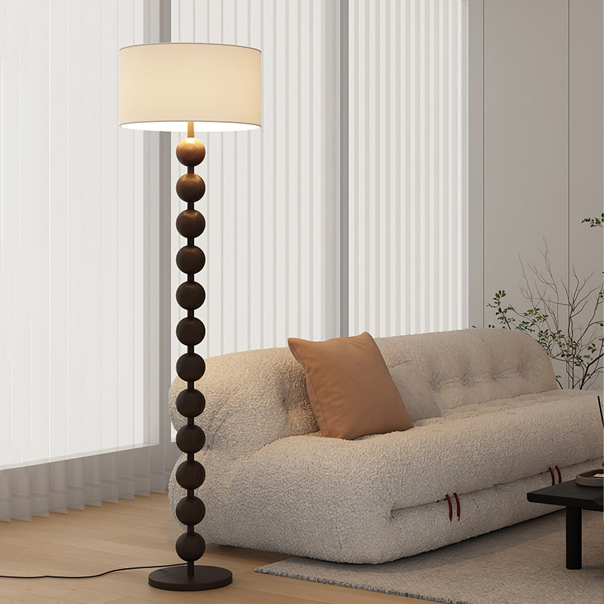 Paston lámpara de pie de madera y tejido