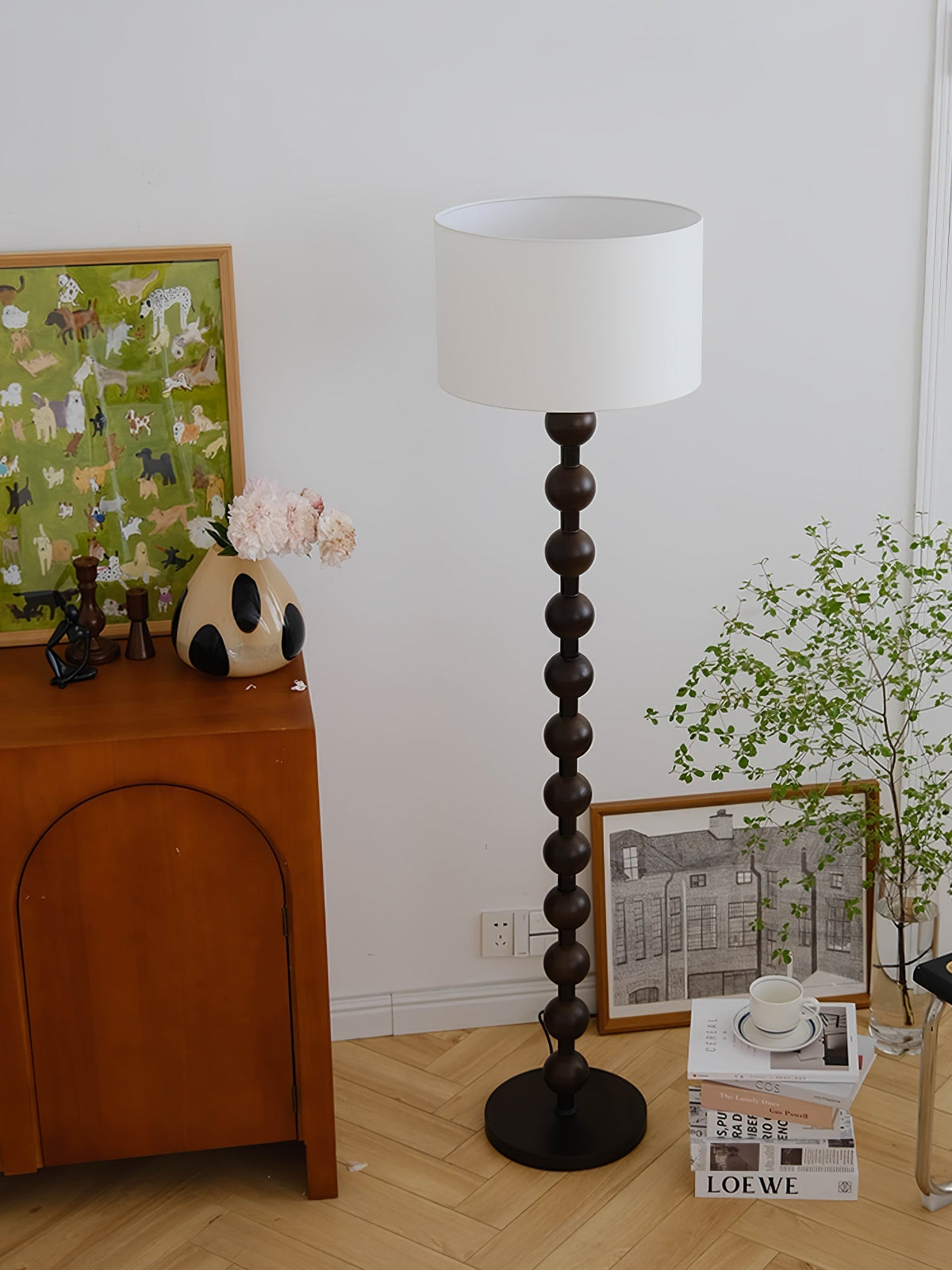 Paston lámpara de pie de madera y tejido