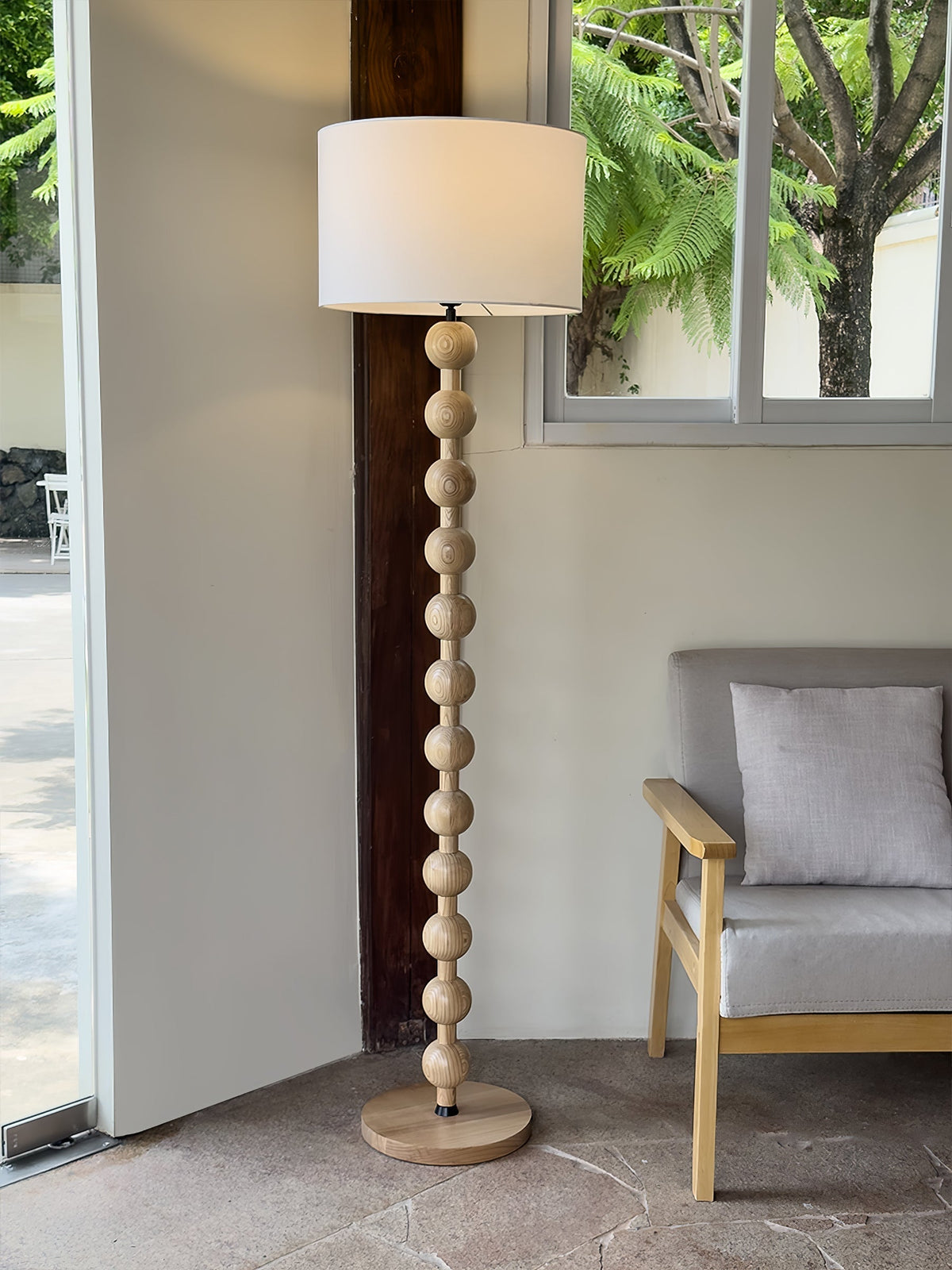 Paston lámpara de pie de madera y tejido