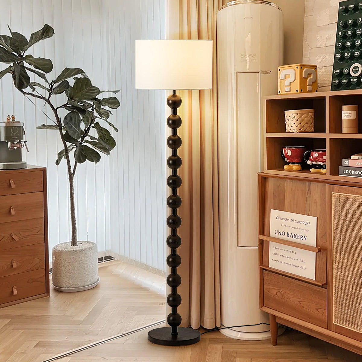 Paston lámpara de pie de madera y tejido