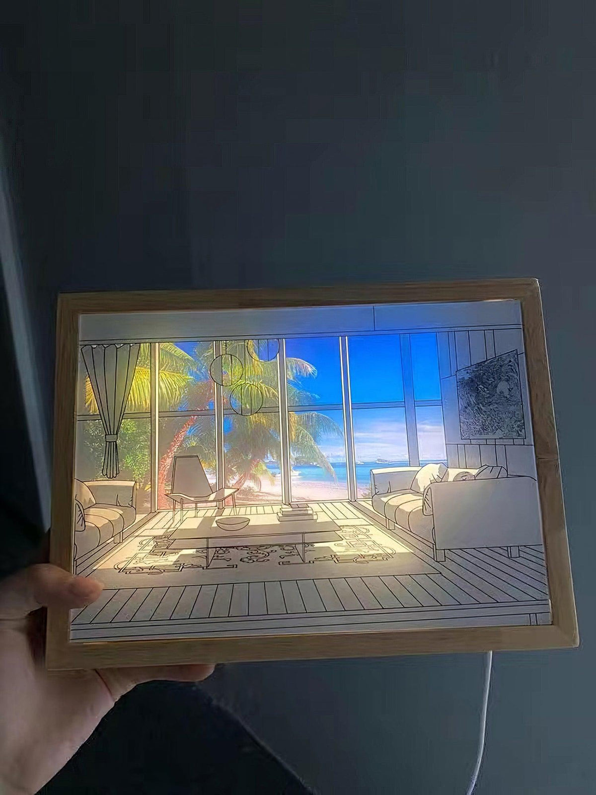 Olrine aplique de pared Iluminado para Mesa de Noche Arte madera