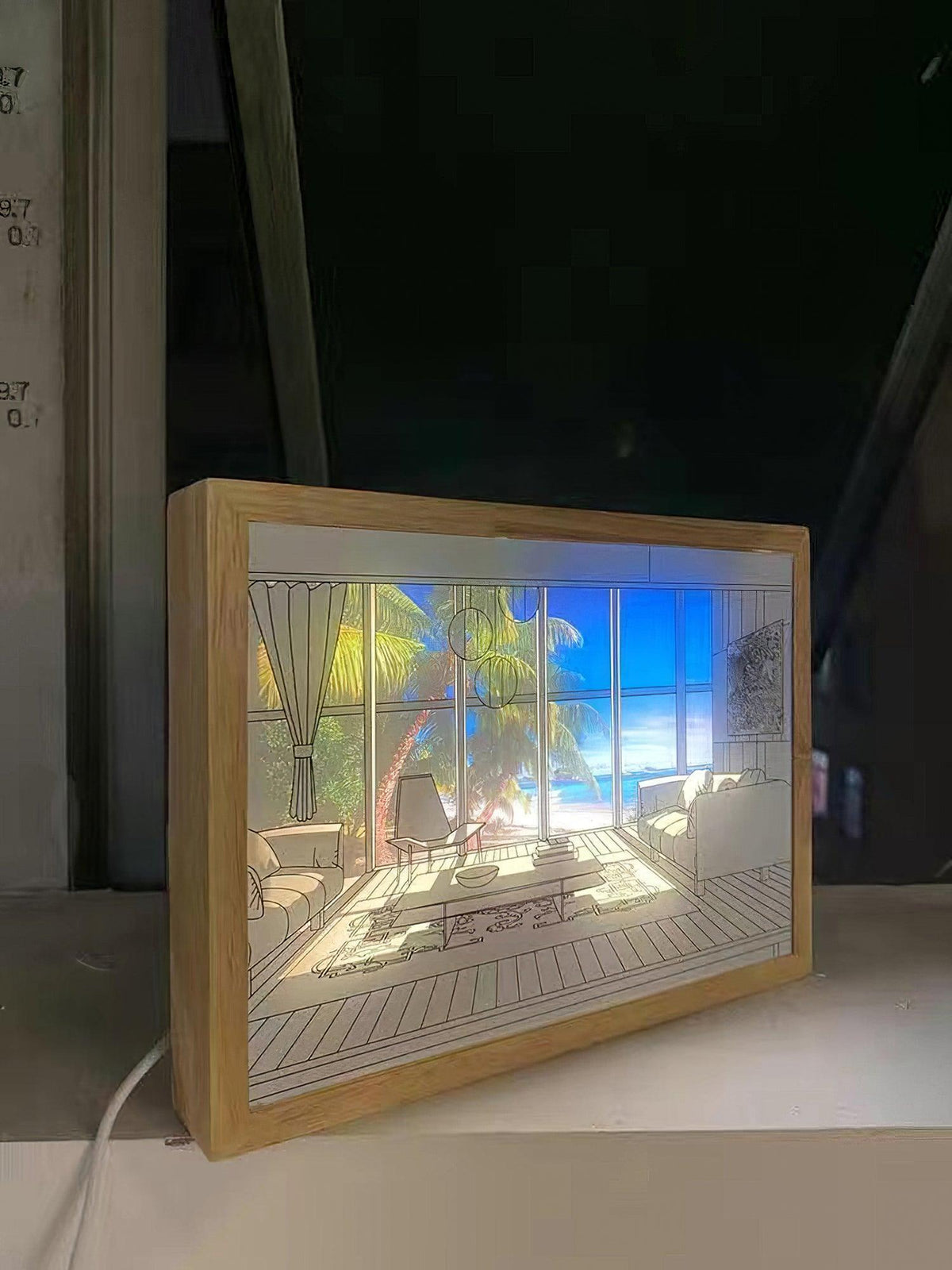 Olrine aplique de pared Iluminado para Mesa de Noche Arte madera
