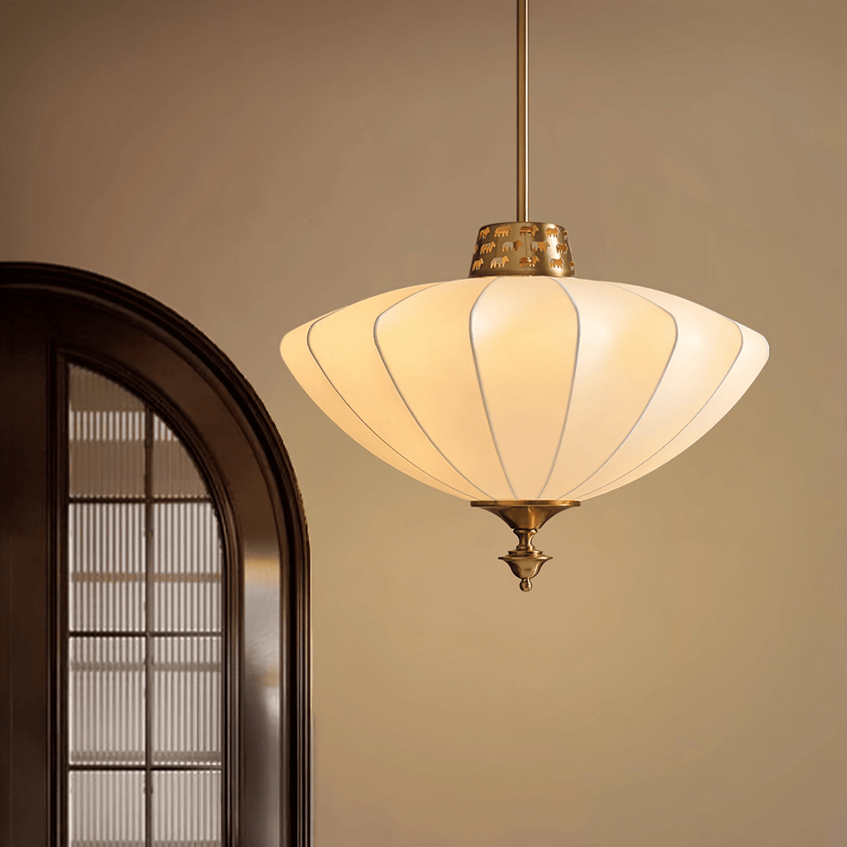 Ortalara lámpara colgante elegancia Vintage floración con pantalla de seda