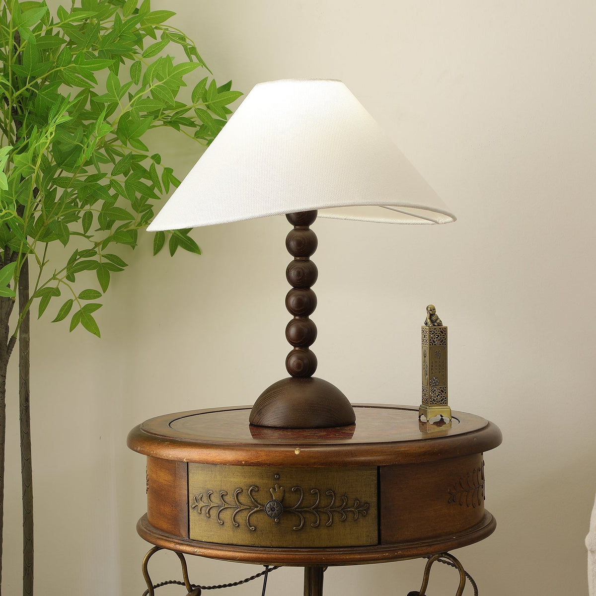 Lennox lámpara de mesa elegante de madera y tejido