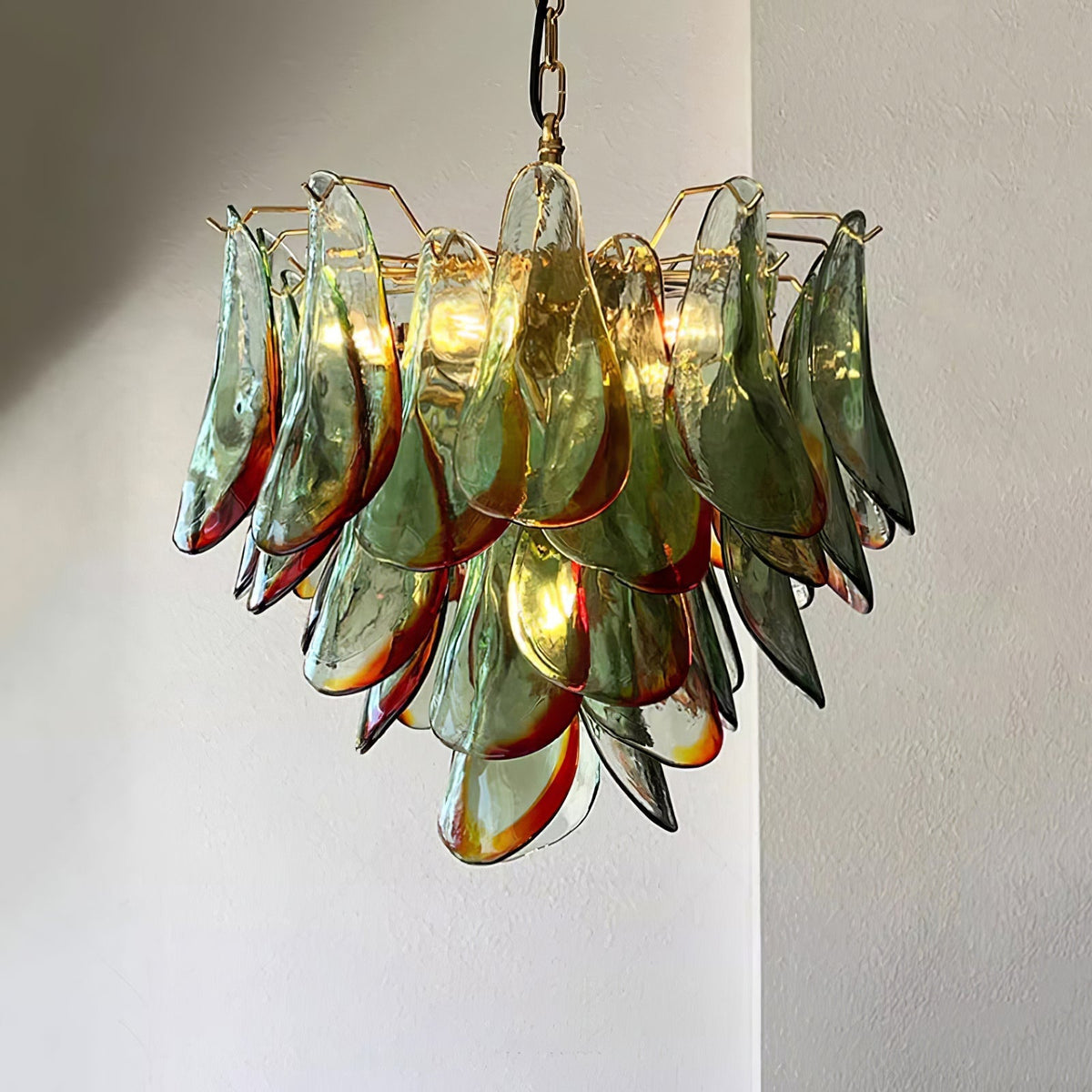Celoraria lámpara de araña de vidrio de Murano pétalos elegante