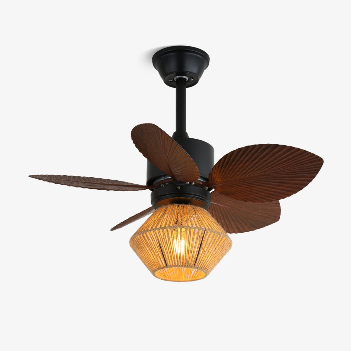 Solaya ventilador de techo con luz Tropical de ratán