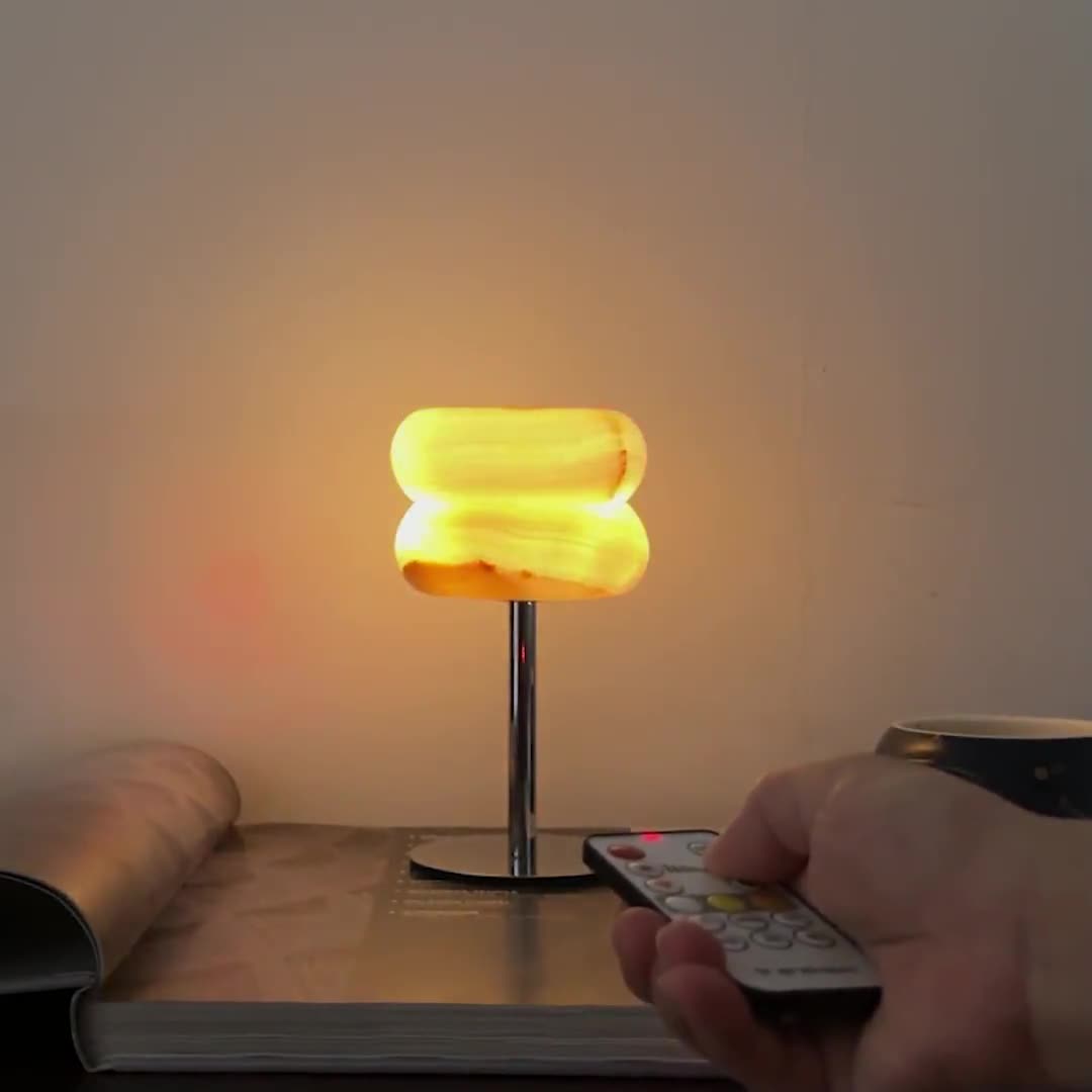 Nivaraine lámpara de mesa de alabastro con forma de dona