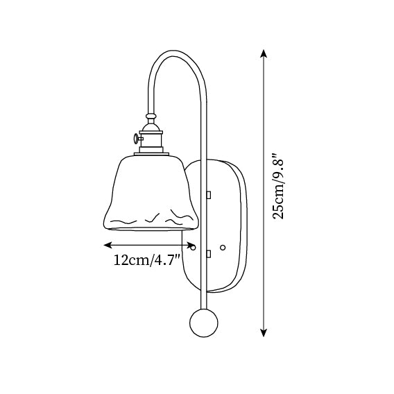 Aplique de pared de metal y vidrio con globo liso y placa trasera de madera