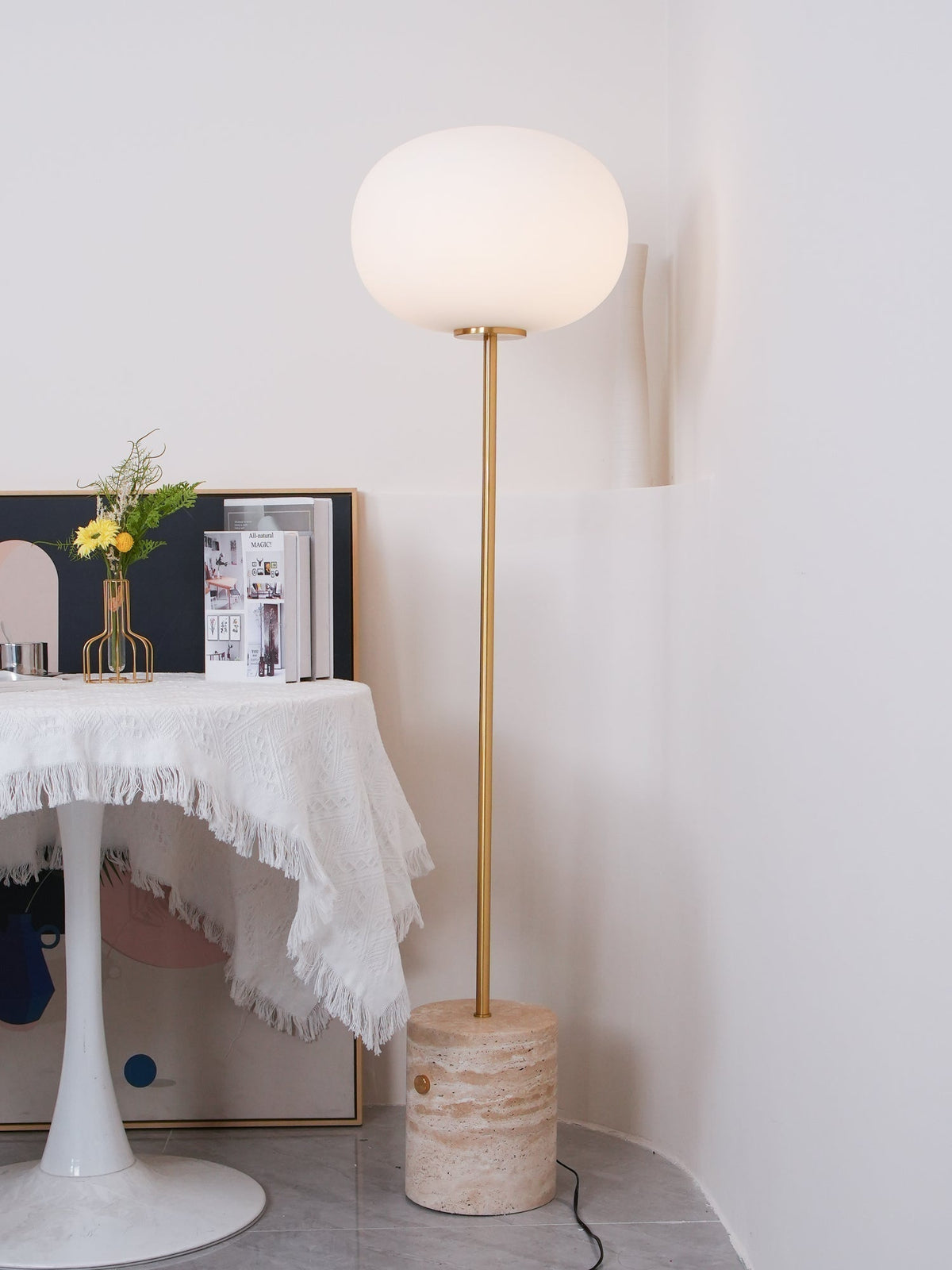 Iloryra Column-Base de travertino lámpara de pie
