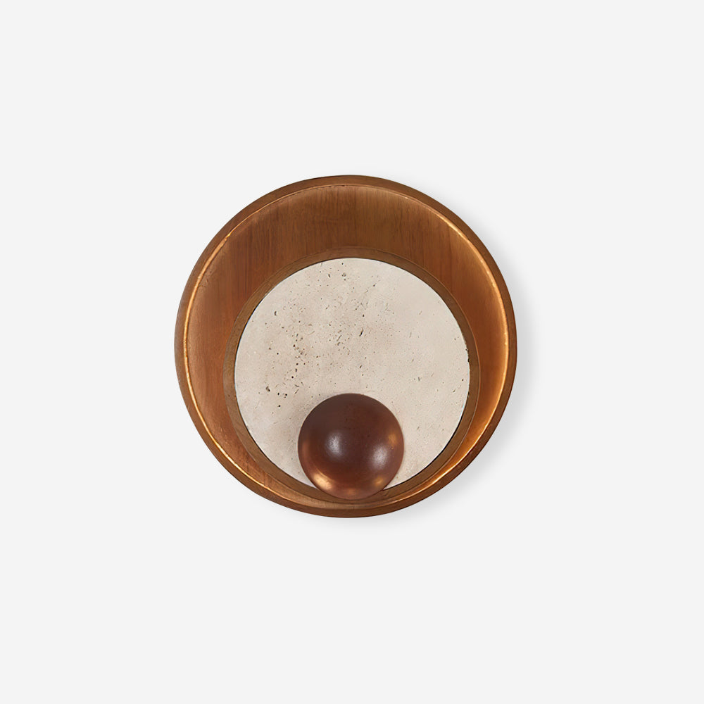 Noriviella aplique de pared travertino Marco Circular de madera