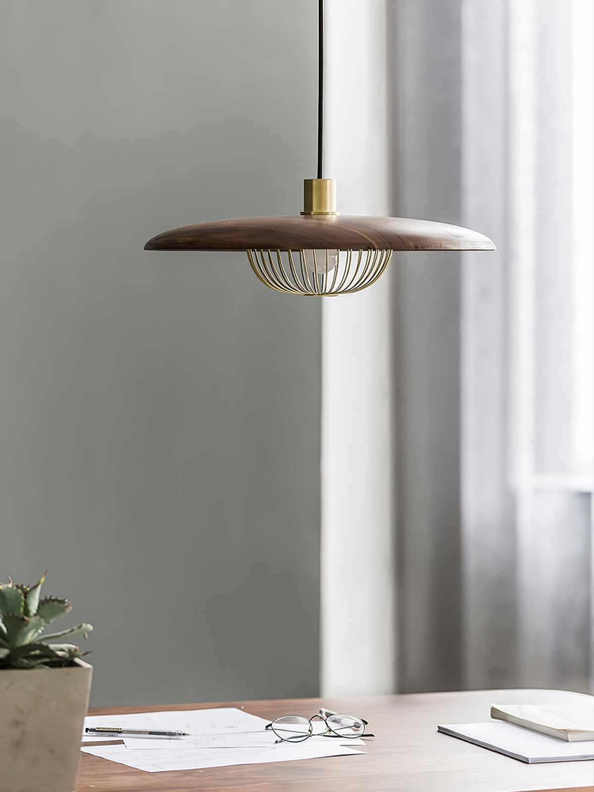 Rinoira lámpara colgante de madera estilo retro vintage