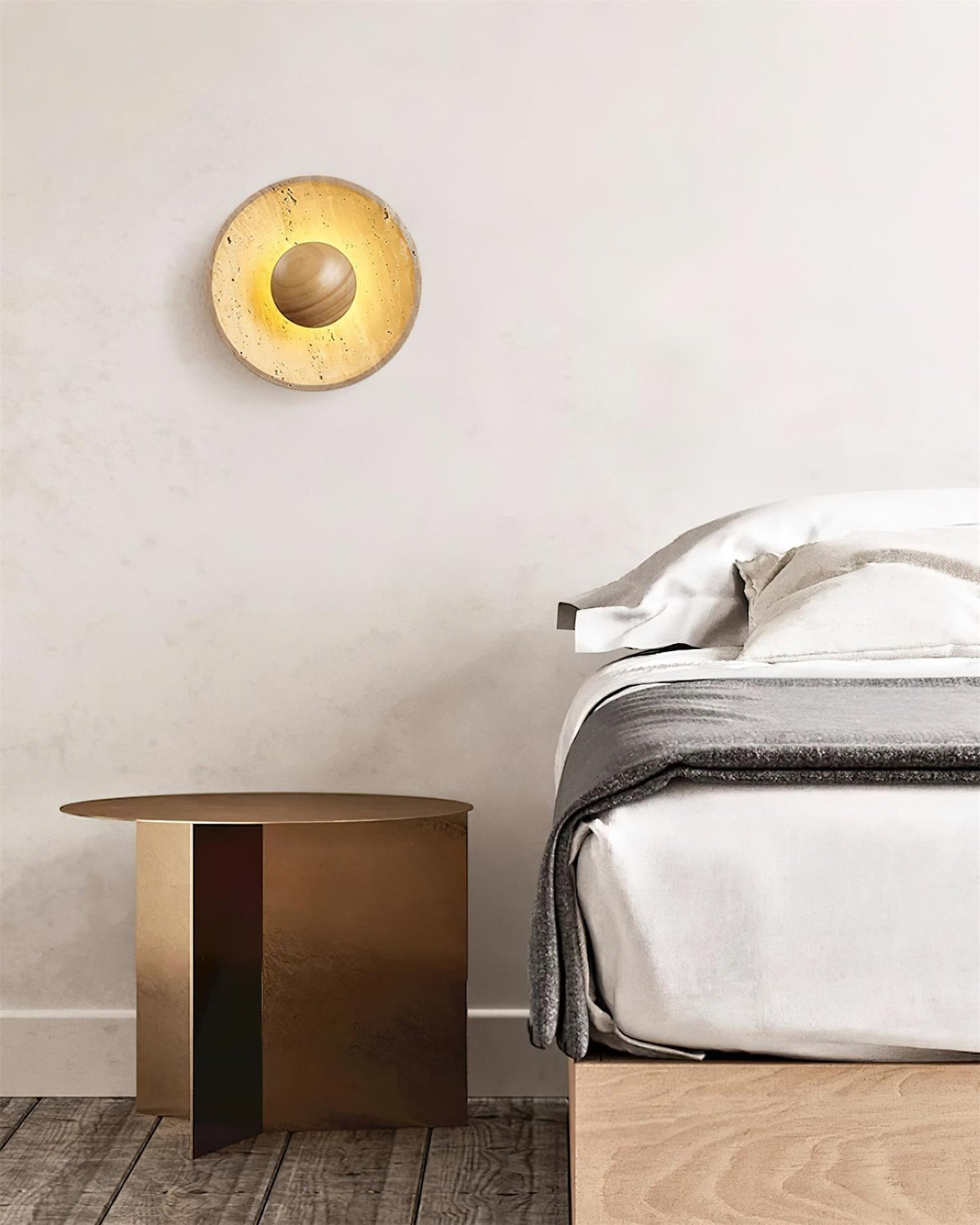 Norvian aplique de pared redondo de travertino minimalista
