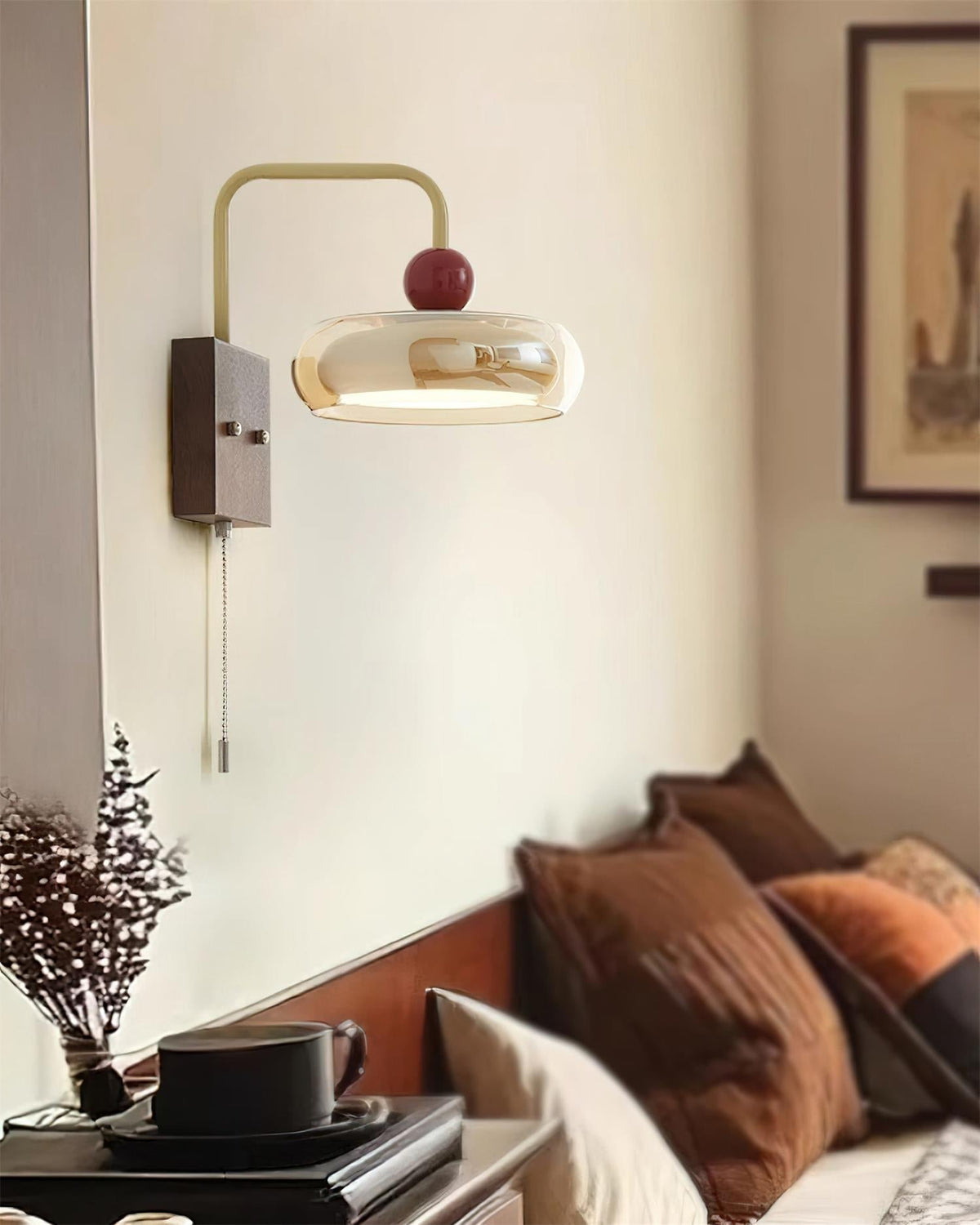 Lumiva aplique de pared con vidrio y madera