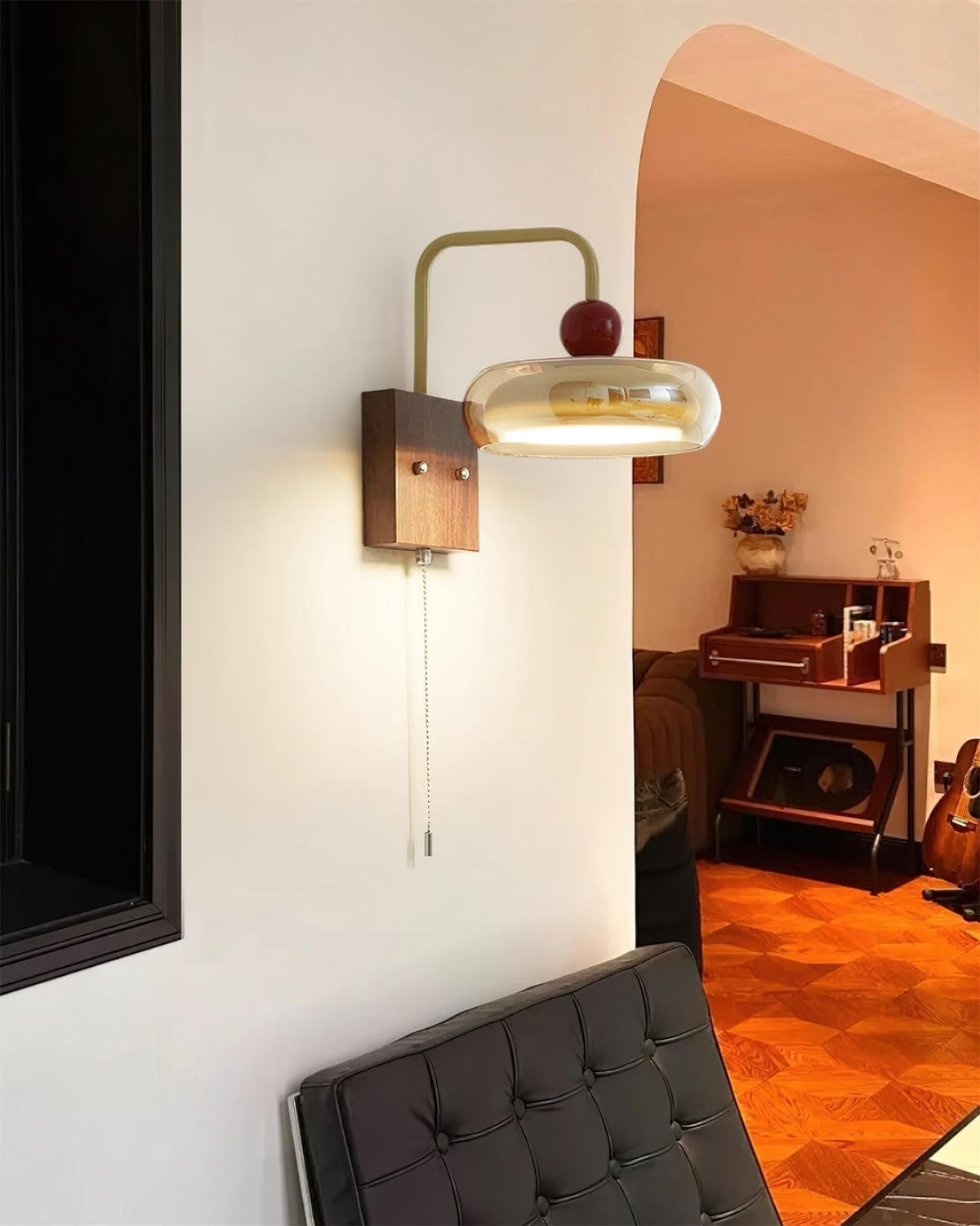 Lumiva aplique de pared con vidrio y madera