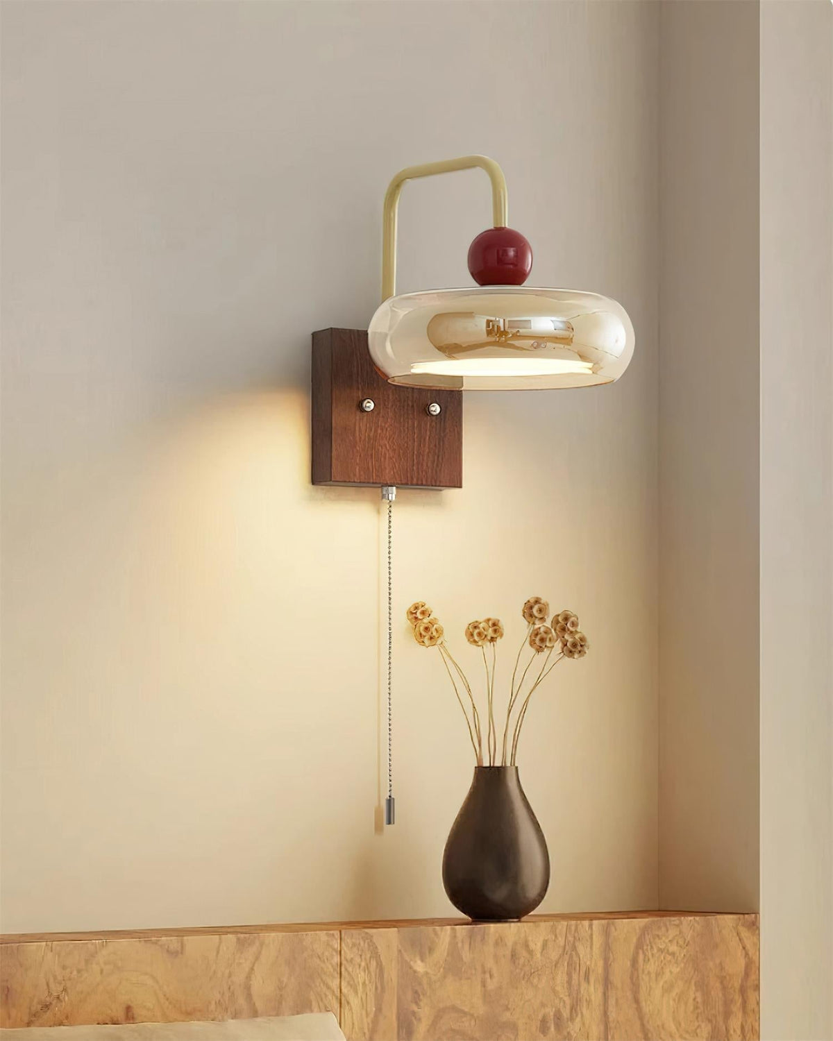 Lumiva aplique de pared con vidrio y madera