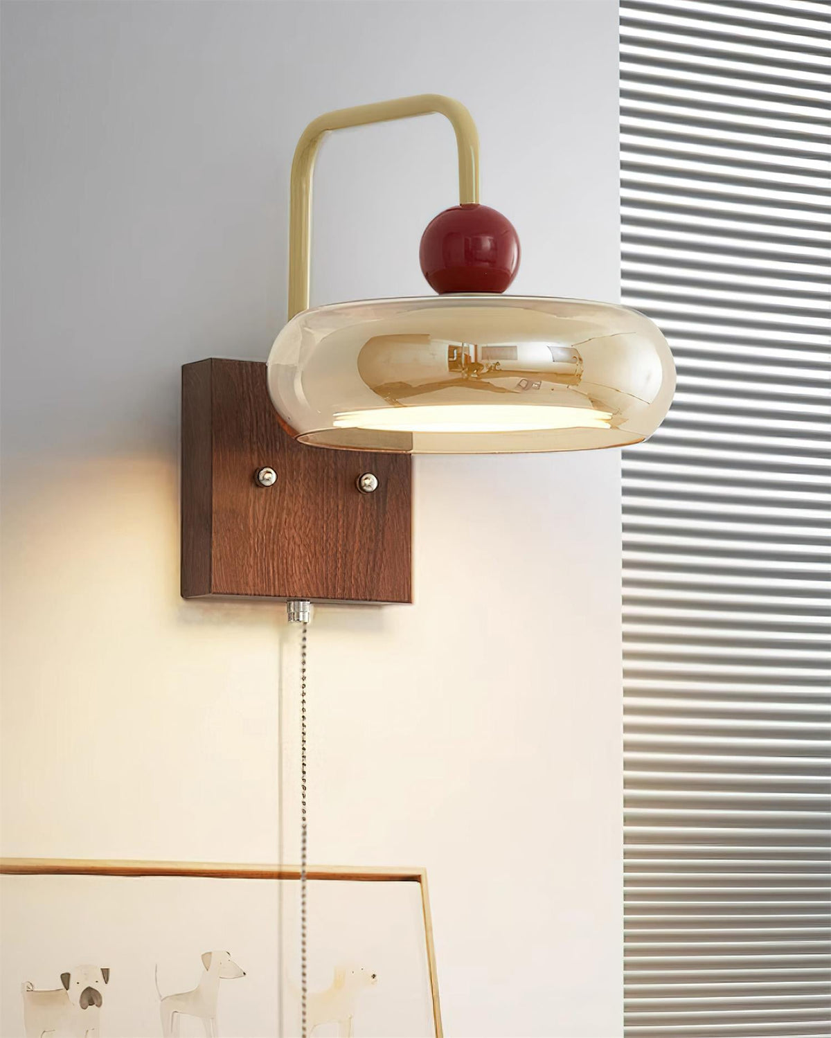 Lumiva aplique de pared con vidrio y madera