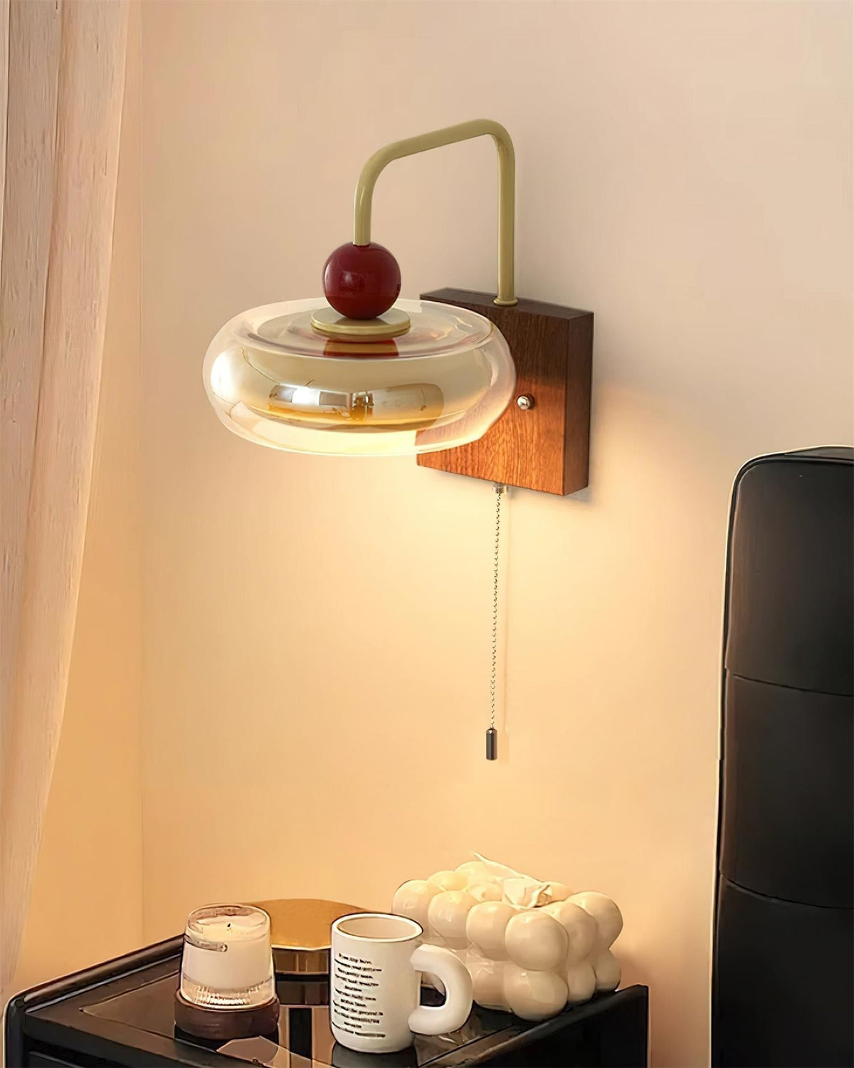 Lumiva aplique de pared con vidrio y madera