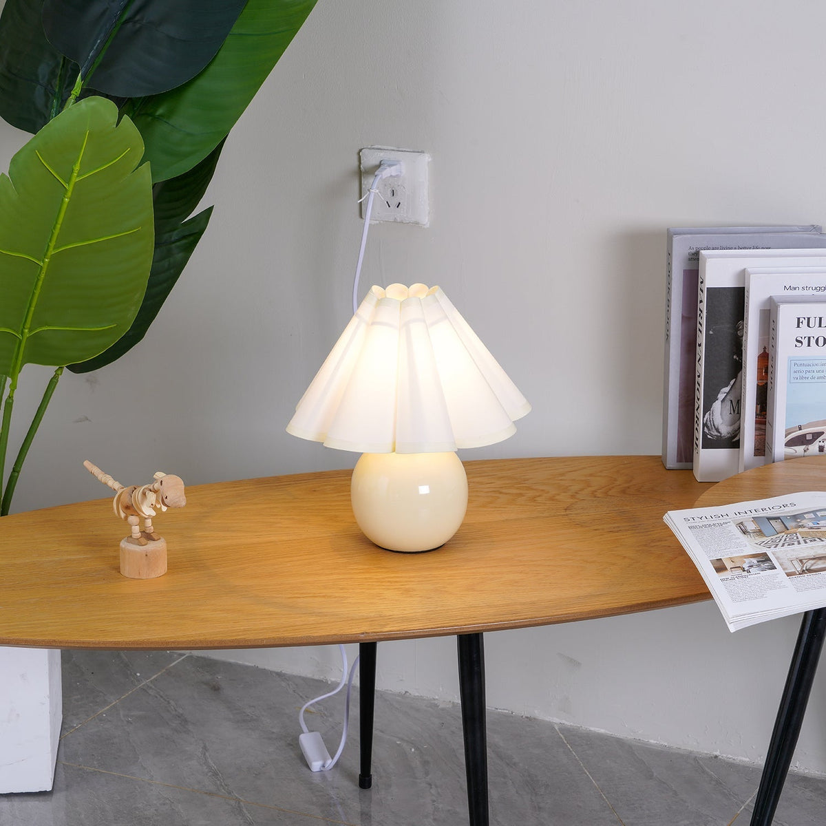 Nirixon lámpara de mesa de tejido caprichosa