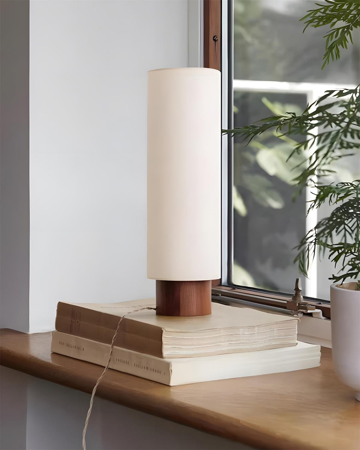 Alderielle lámpara de mesa de madera nogal