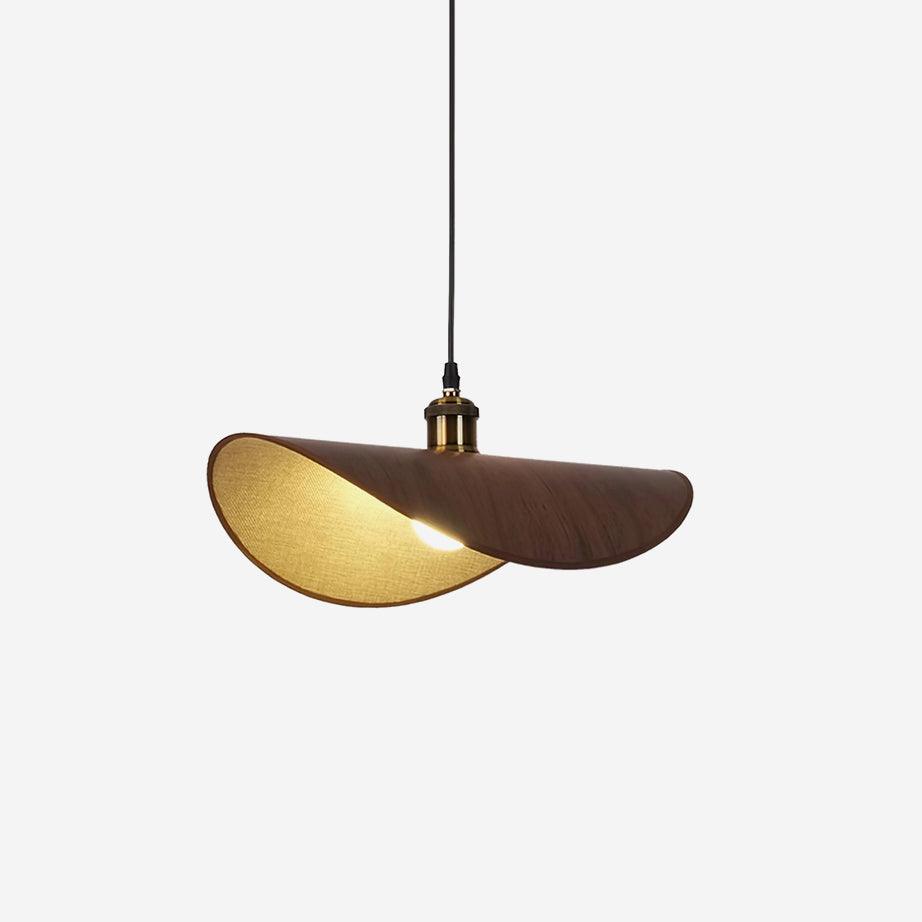 Mirelle lámpara colgante con pantalla de lino y estructura de madera minimalista de tejido