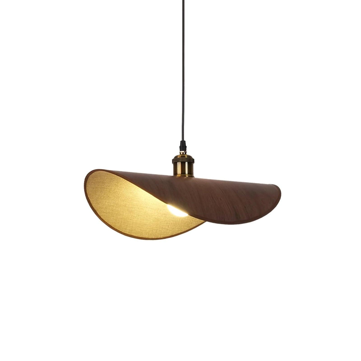 Mirelle lámpara colgante con pantalla de lino y estructura de madera minimalista de tejido