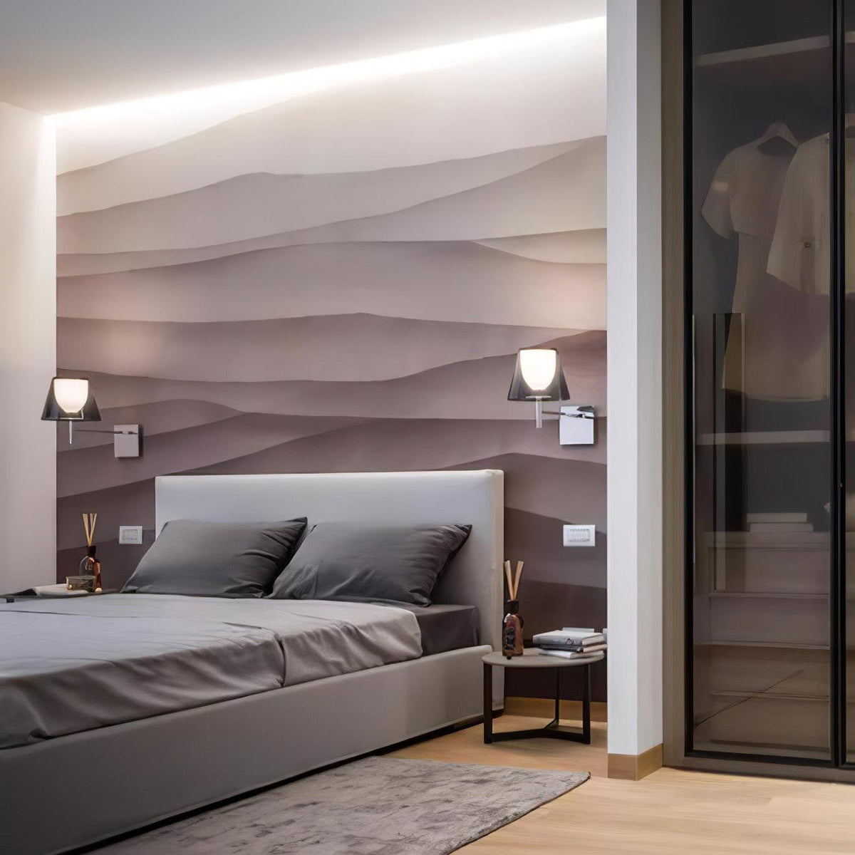 Orsore aplique de pared con tejido y prismas cromados