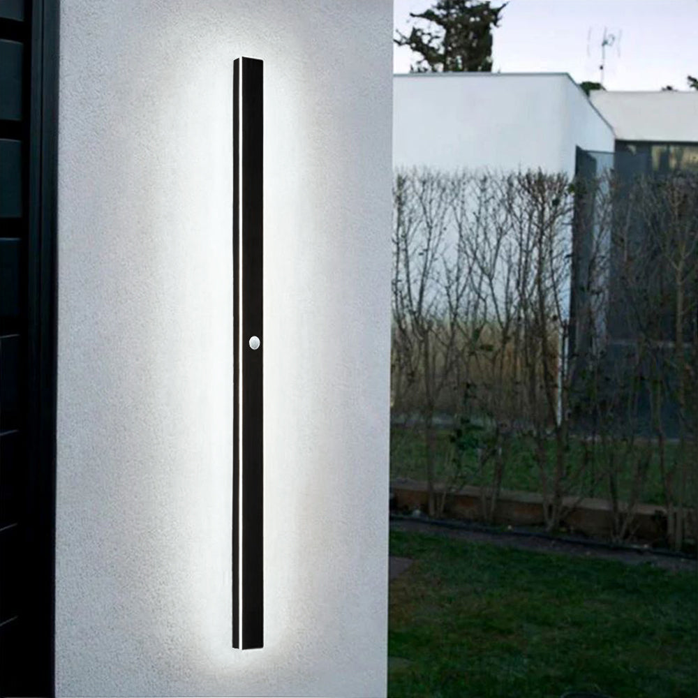 Ray Minimalista Lineal Metal Acrílico Aplique de Pared Exterior Negro