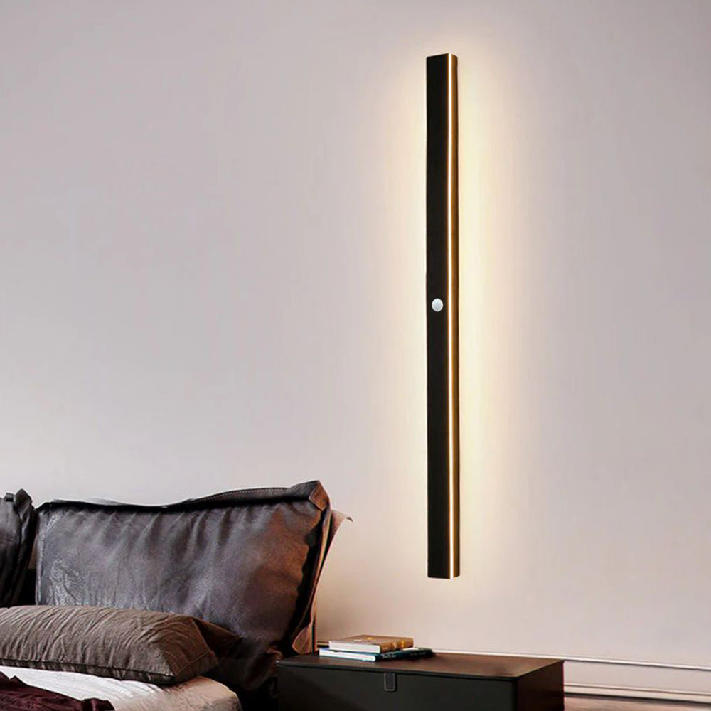 Ray Minimalista Lineal Metal Acrílico Aplique de Pared Exterior Negro