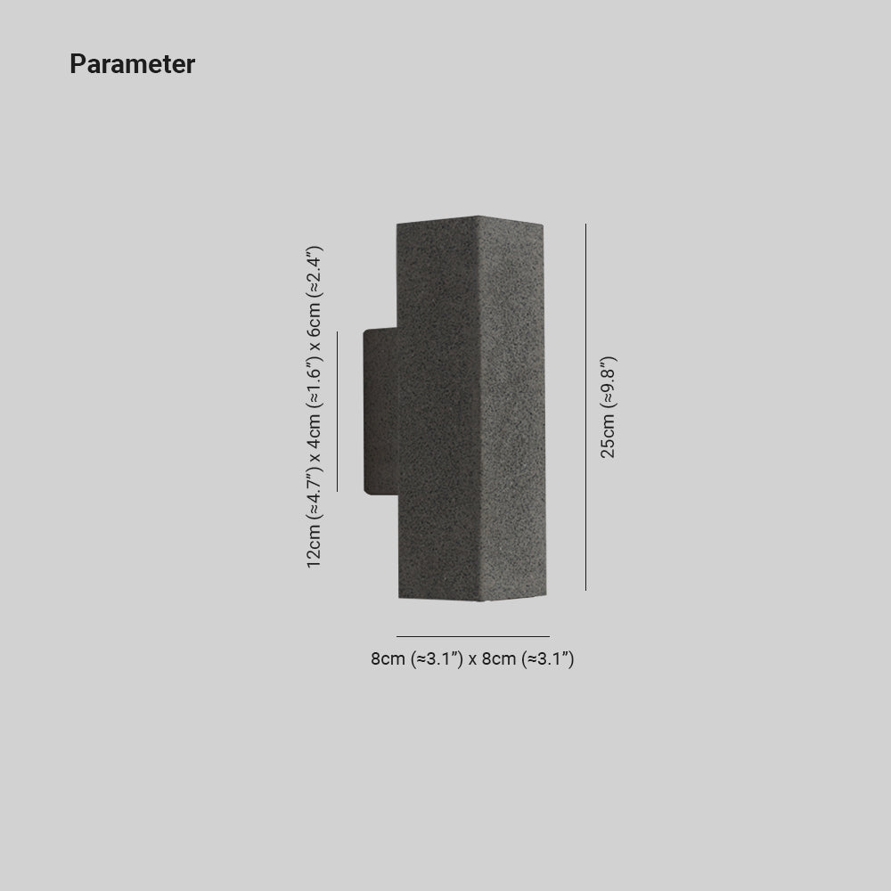 Ray Minimalista Rectangular Cemento Aplique de Pared Exterior Blanco