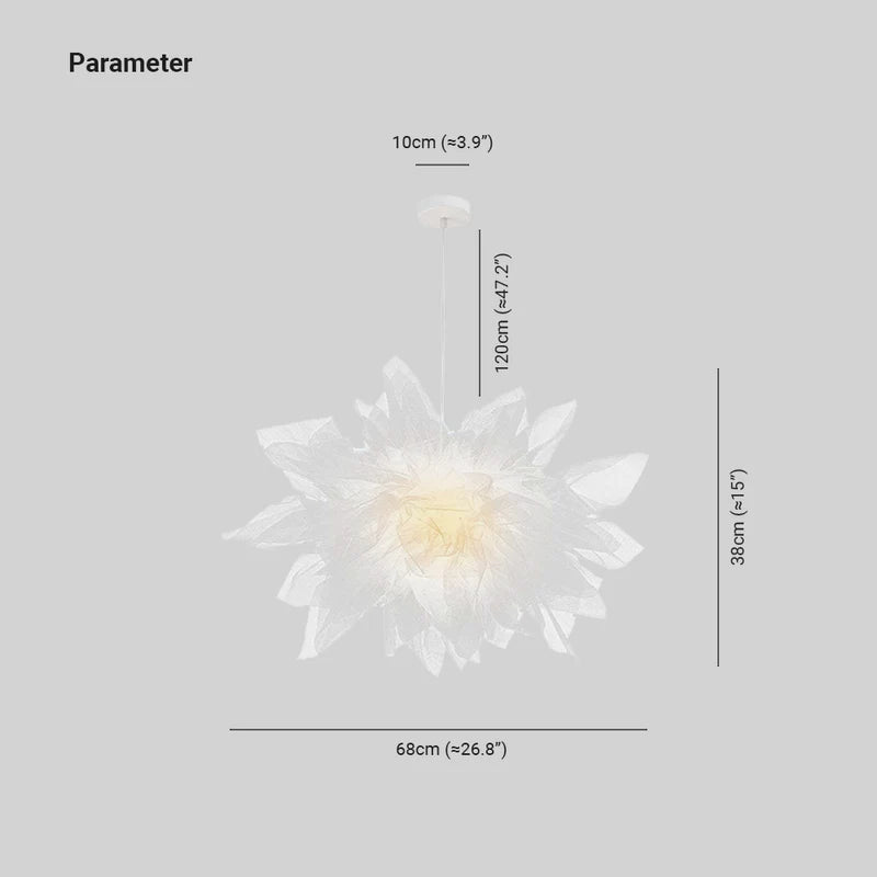 Arisha Nórdica Diseño Flor Textil Lámpara Colgante Blanca