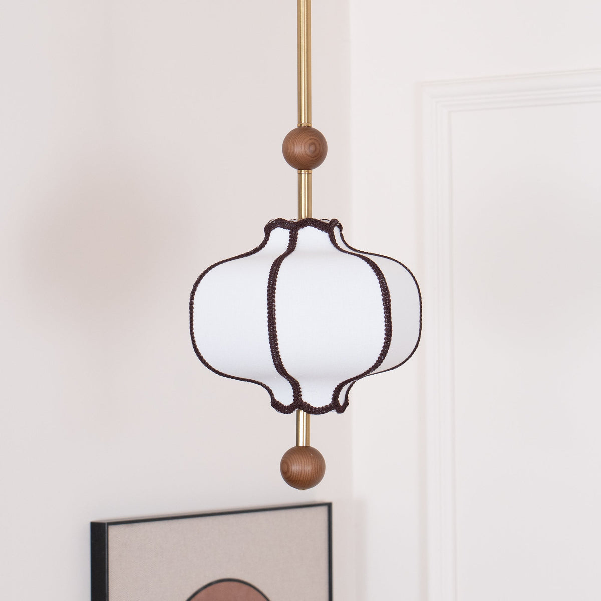 Miralielle lámpara colgante estilo farol de tejido para sala de estar
