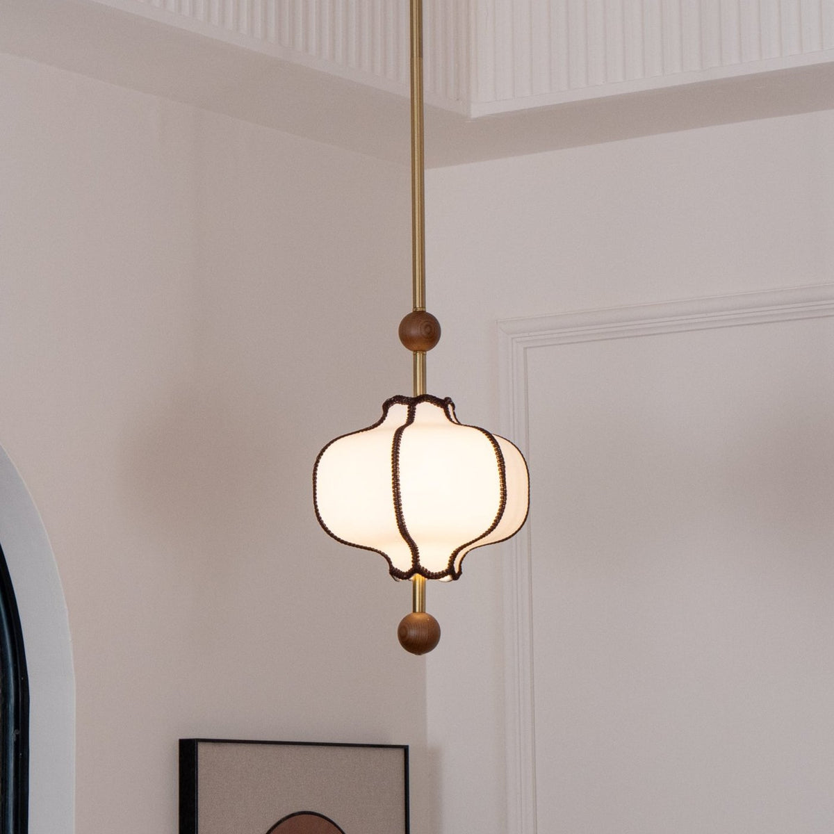 Miralielle lámpara colgante estilo farol de tejido para sala de estar