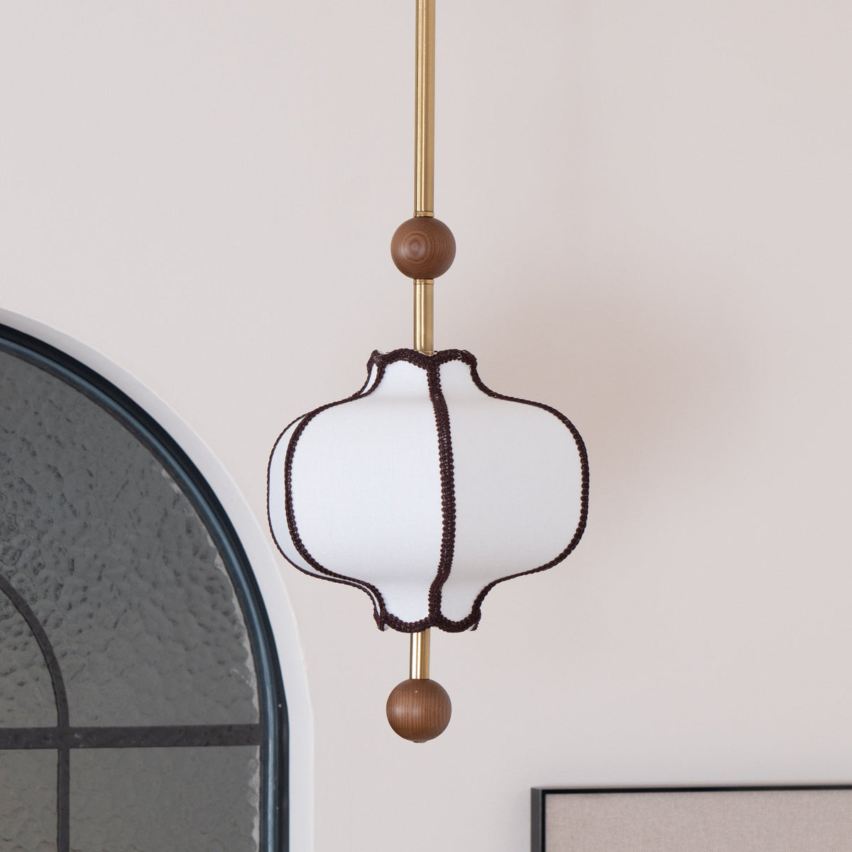 Miralielle lámpara colgante estilo farol de tejido para sala de estar
