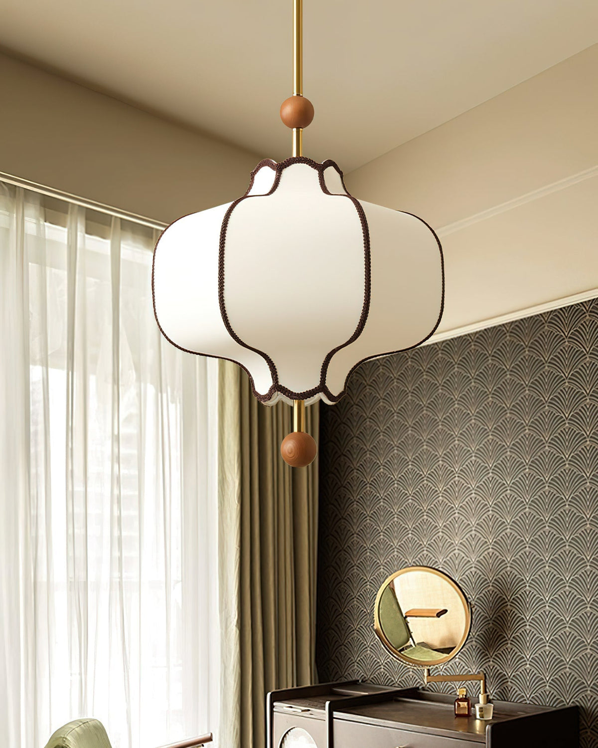 Miralielle lámpara colgante estilo farol de tejido para sala de estar