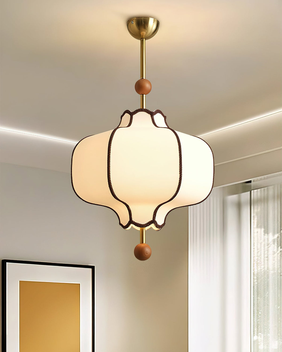 Miralielle lámpara colgante estilo farol de tejido para sala de estar