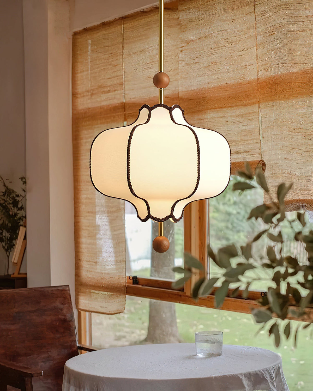 Miralielle lámpara colgante estilo farol de tejido para sala de estar