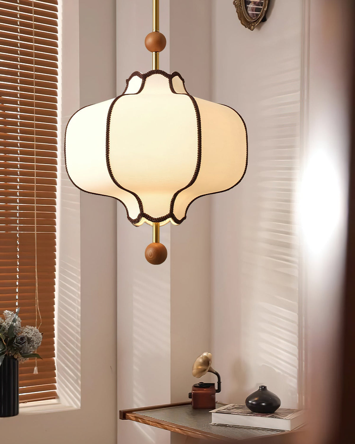 Miralielle lámpara colgante estilo farol de tejido para sala de estar