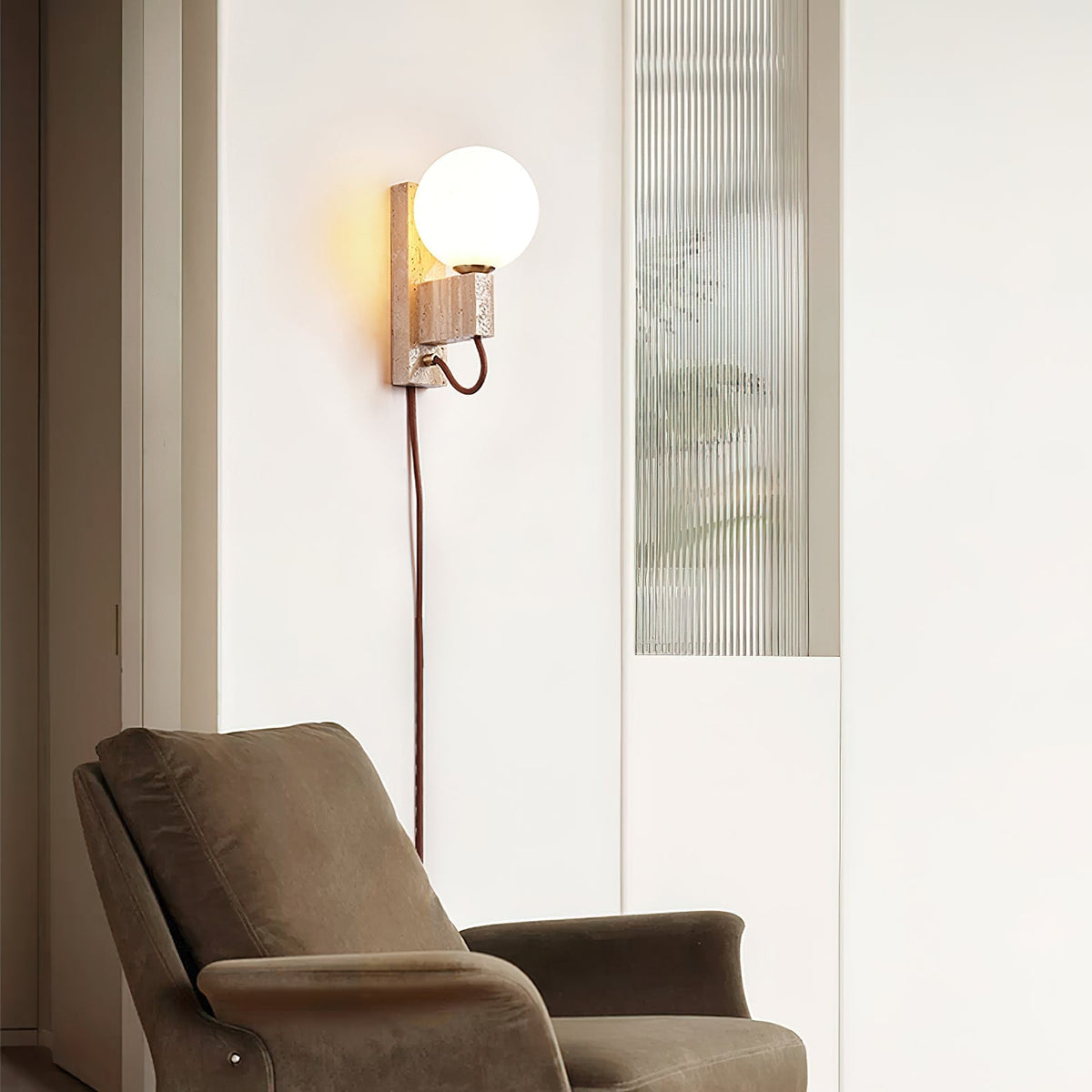 Talt aplique de pared Globo-travertino