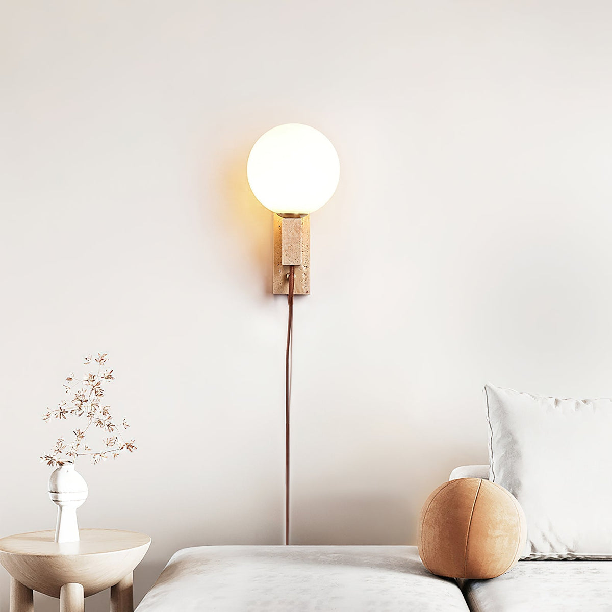 Talt aplique de pared Globo-travertino