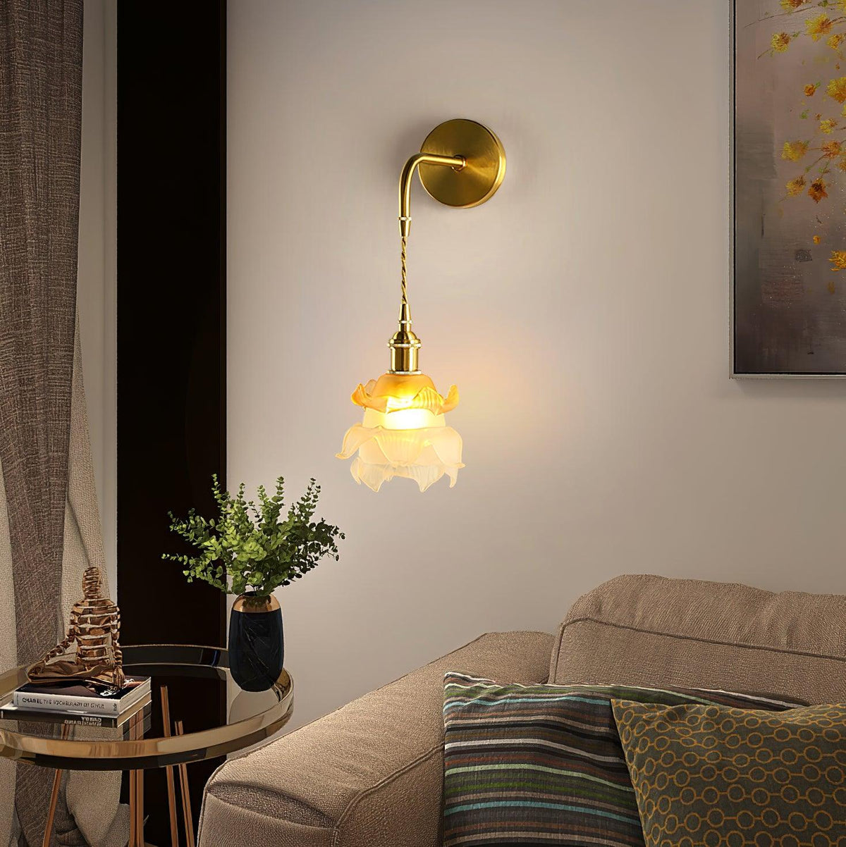Amarira aplique de pared de latón y vidrio Premium elegancia