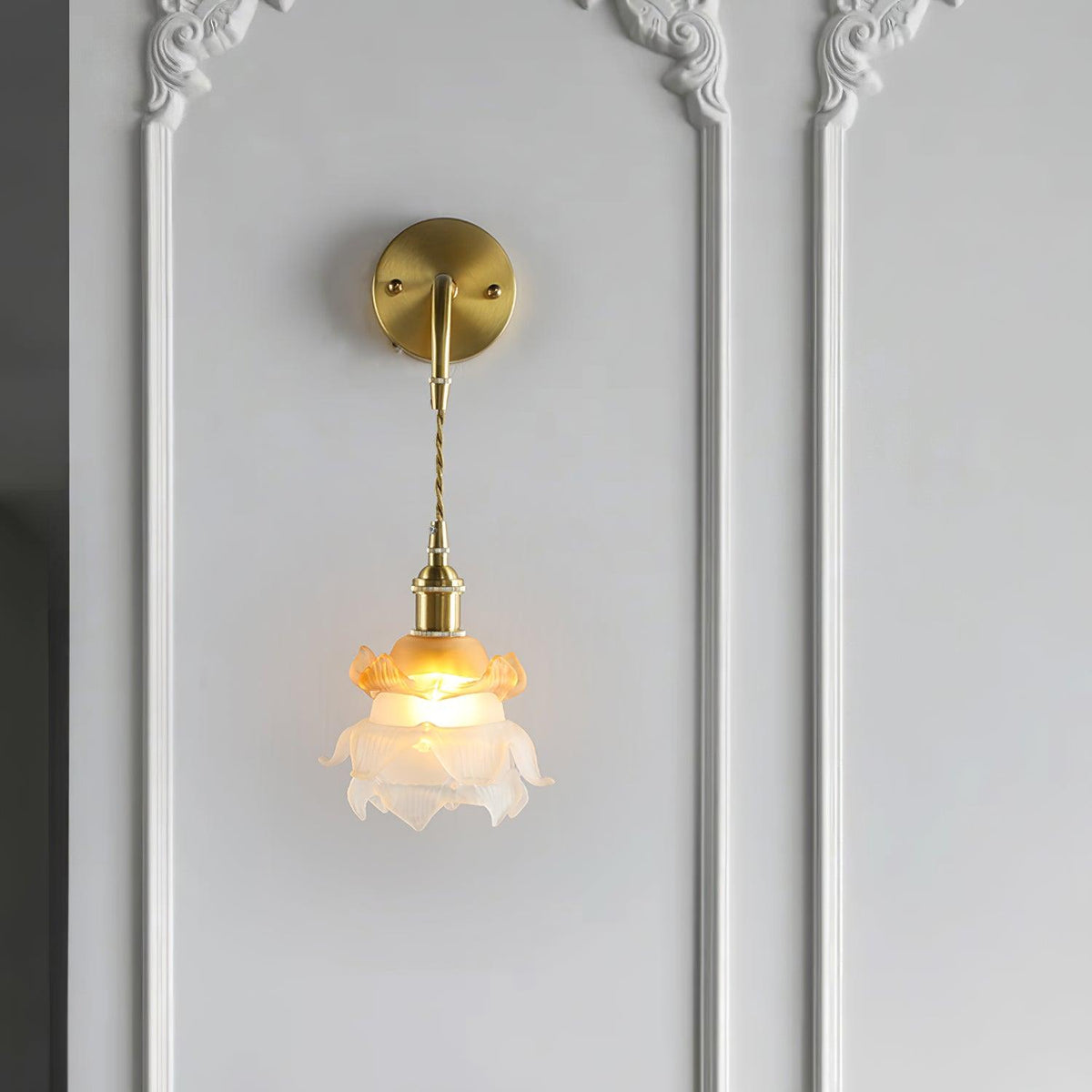 Amarira aplique de pared de latón y vidrio Premium elegancia