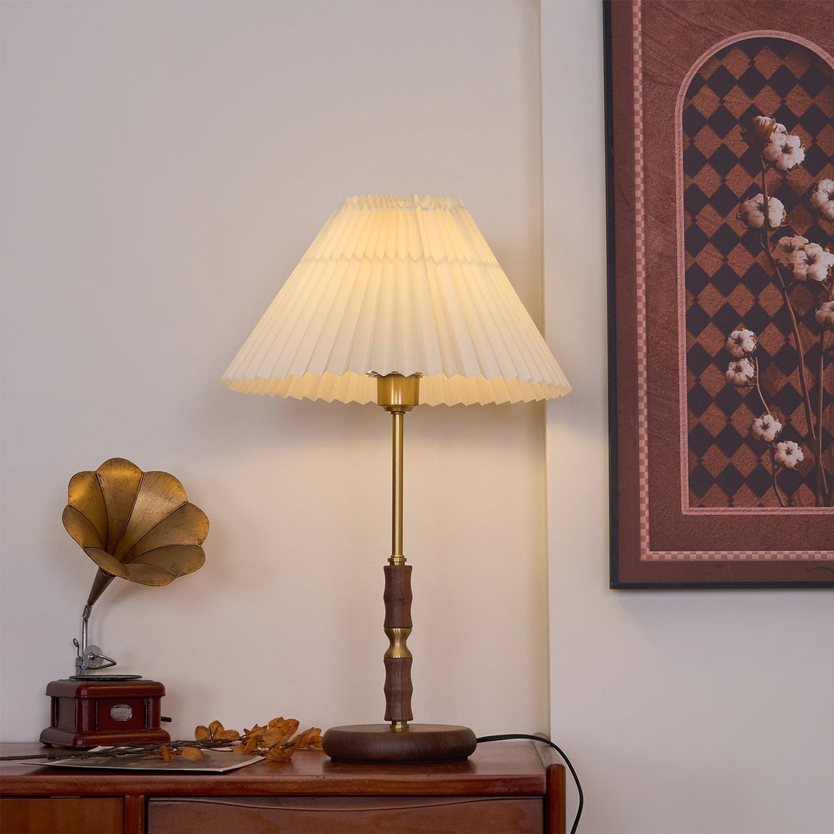 Vovenil lámpara de mesa con pantalla plisada